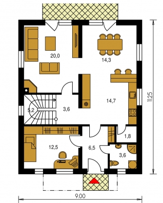 Image miroir | Plan de sol du rez-de-chaussée - PREMIER 155